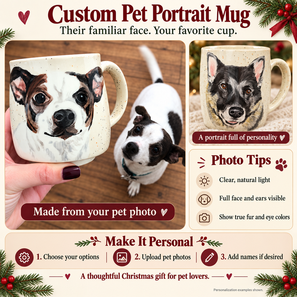 Personalized Pet Portrait Mug | Christmas Gift for Pet Lovers