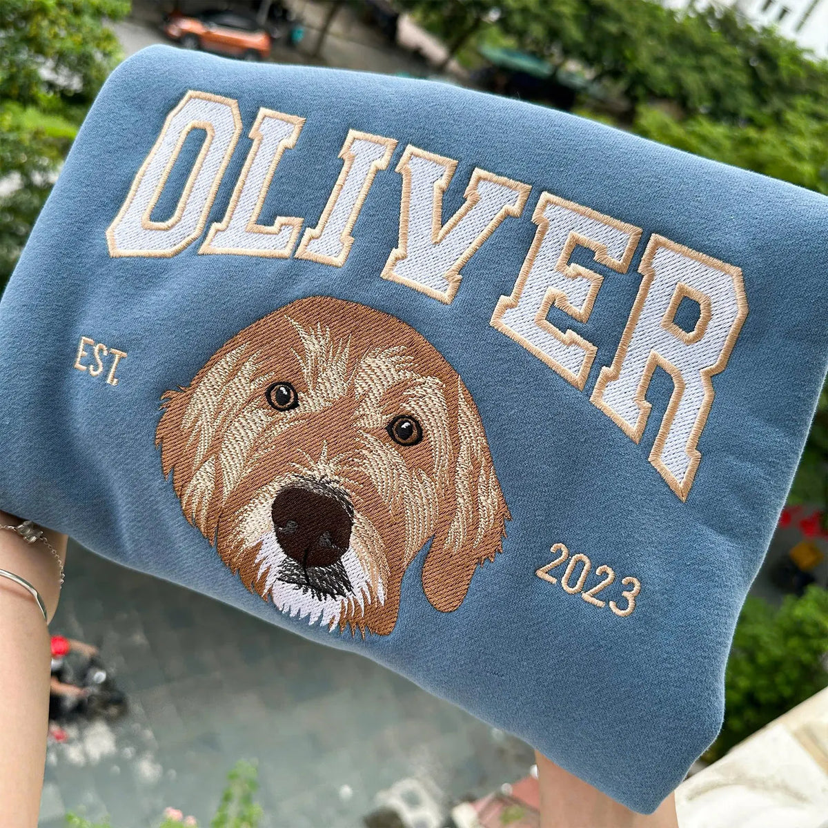 Custom Pet Portrait & Name Embroidered Hoodie