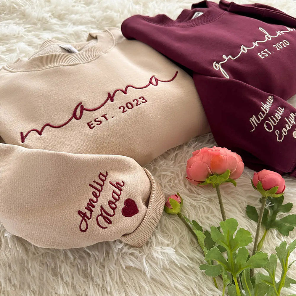 Custom Mama Embroidered Sweatshirt