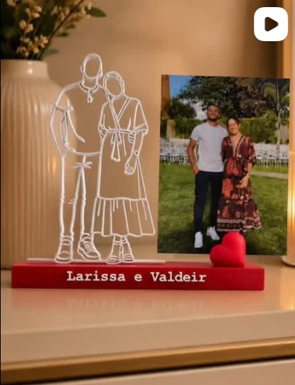 Custom Portrait Night Light with Heart Photo Holder