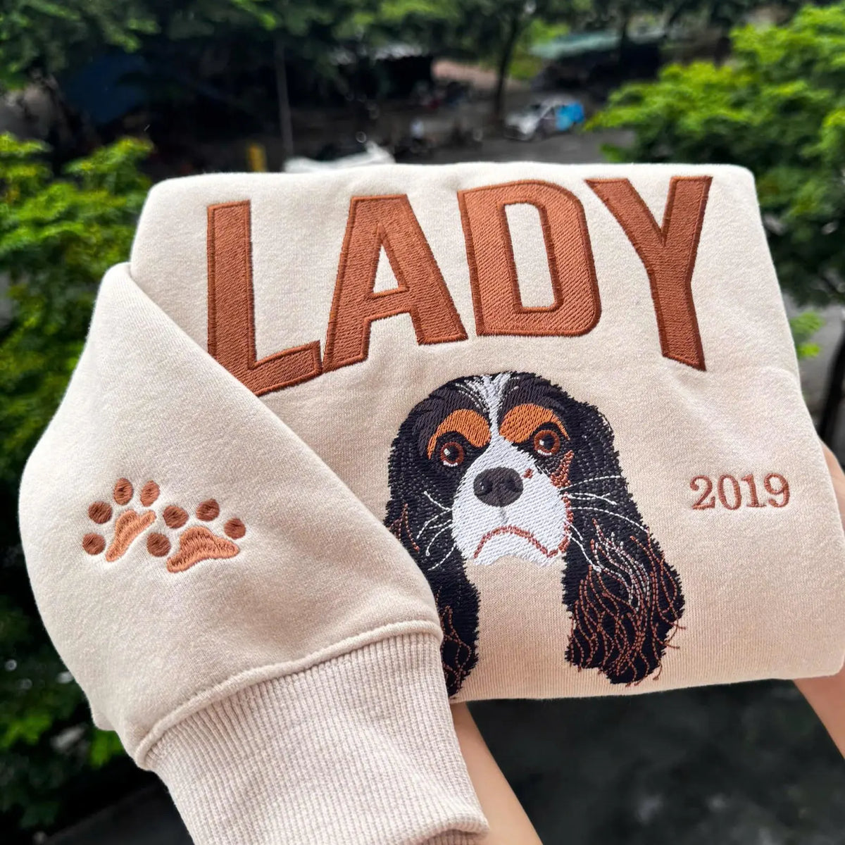 Custom Pet Portrait & Name Embroidered Hoodie