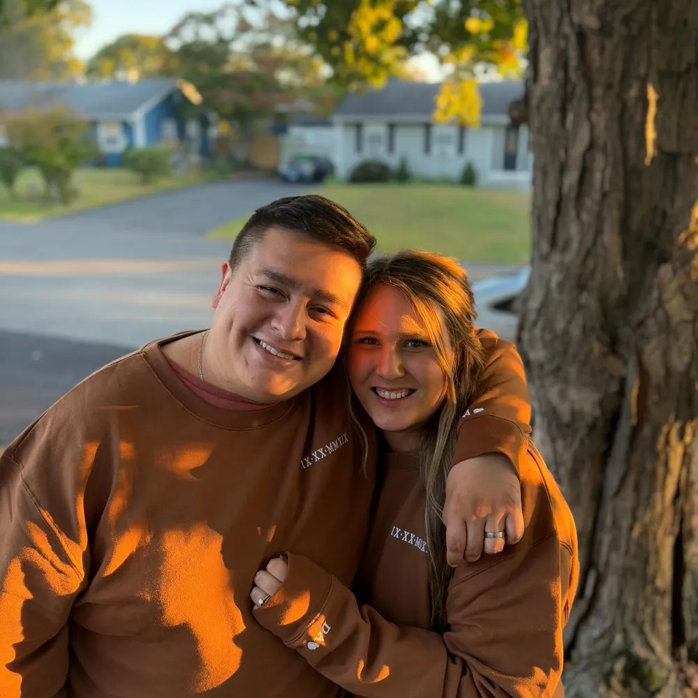 Personalized Roman Numeral Date Couple Hoodie