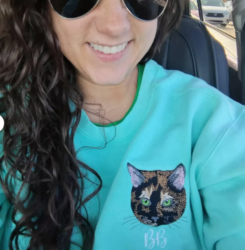 Custom Embroidered Pet Portrait Crewneck Sweatshirt