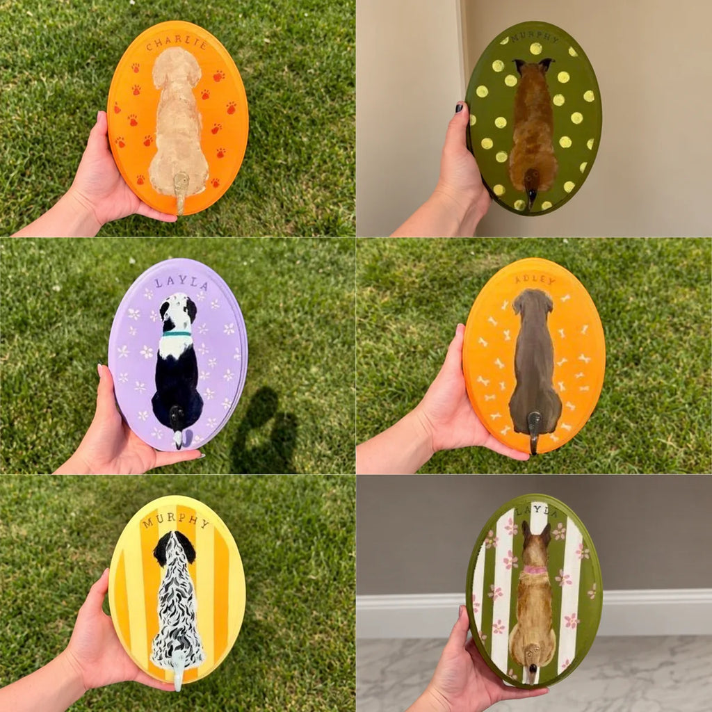 Custom Hand-Painted Pet Portrait Leash Hanger