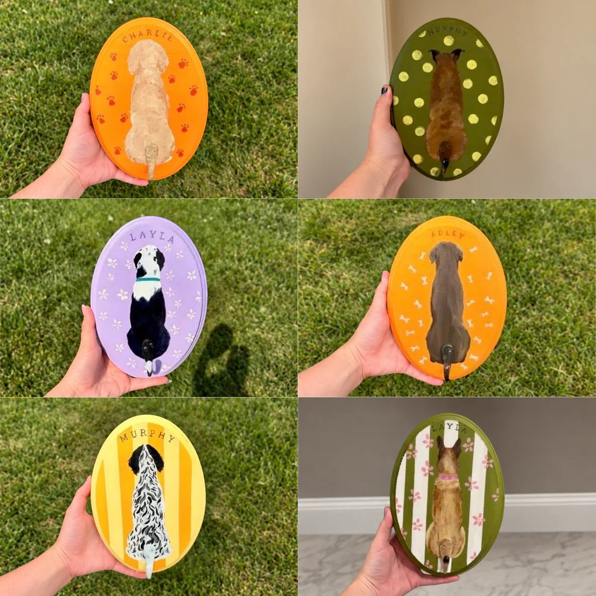Custom Hand-Painted Pet Portrait Leash Hanger