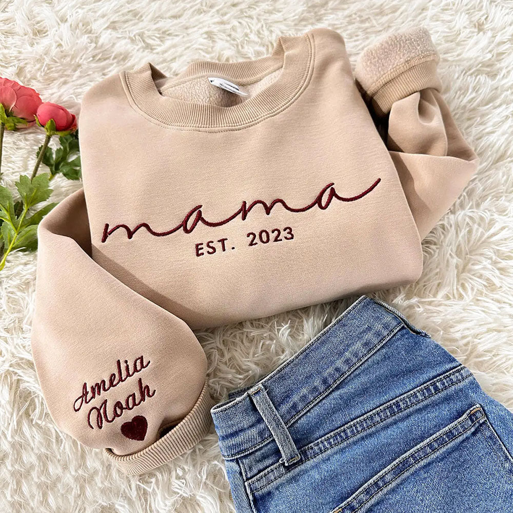Custom Mama Embroidered Sweatshirt