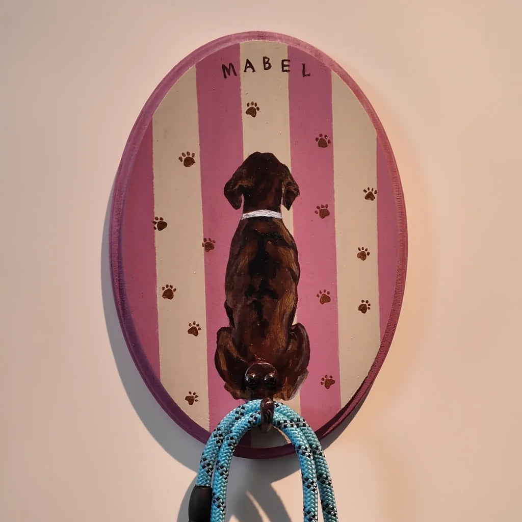 Custom Hand-Painted Pet Portrait Leash Hanger