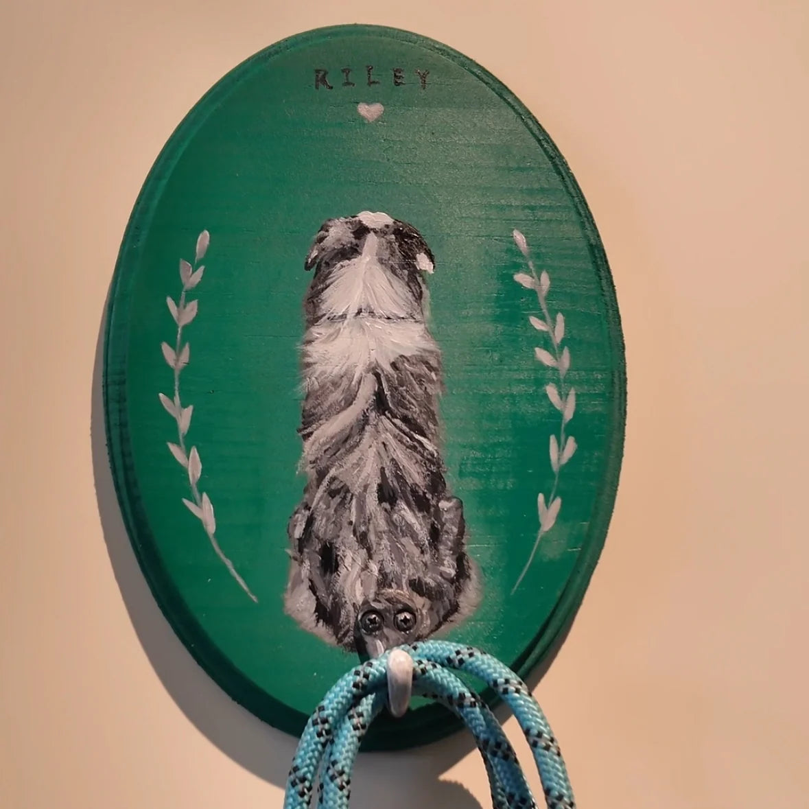 Custom Hand-Painted Pet Portrait Leash Hanger