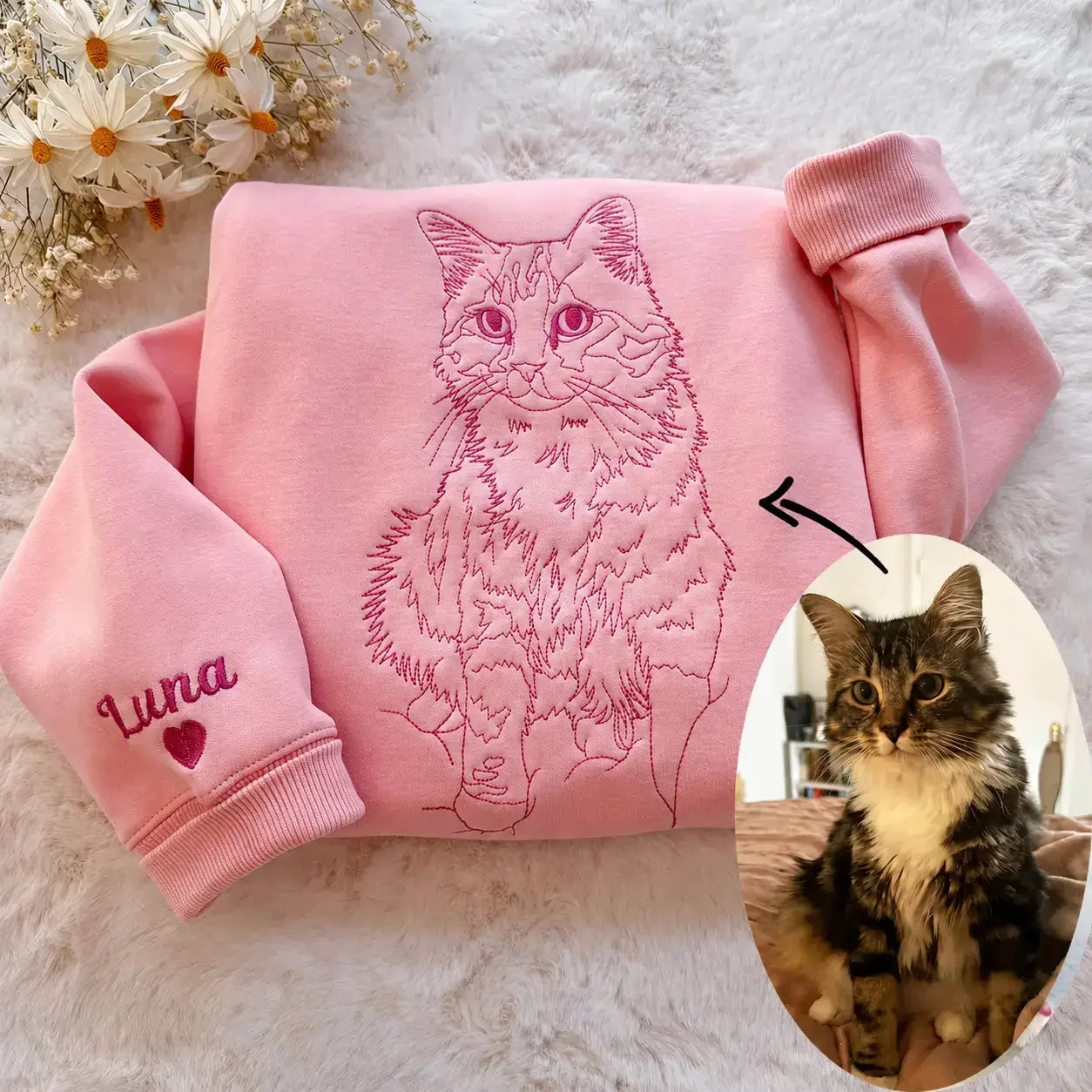Custom Embroidered Pet Portrait Sweatshirt
