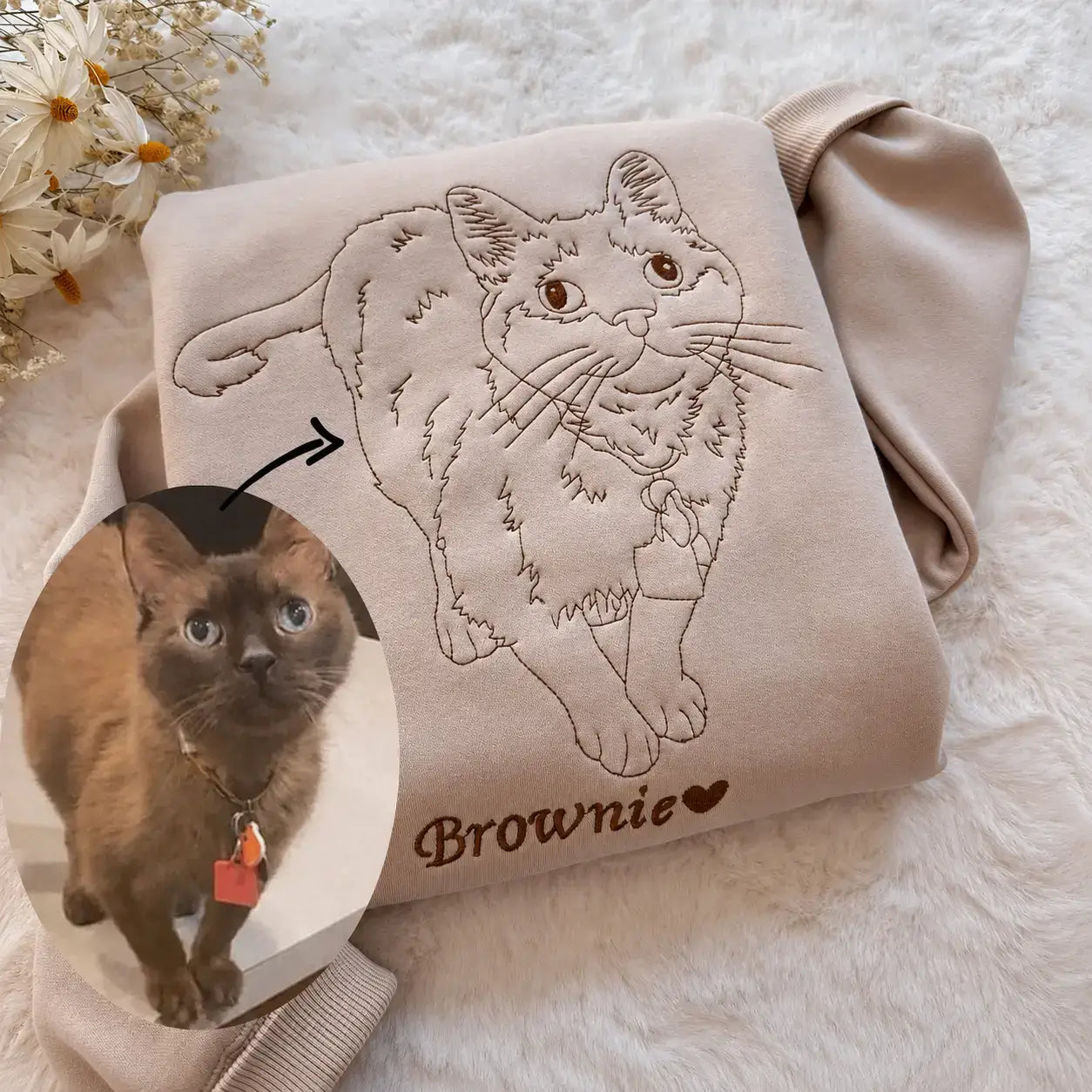 Custom Embroidered Pet Portrait Sweatshirt