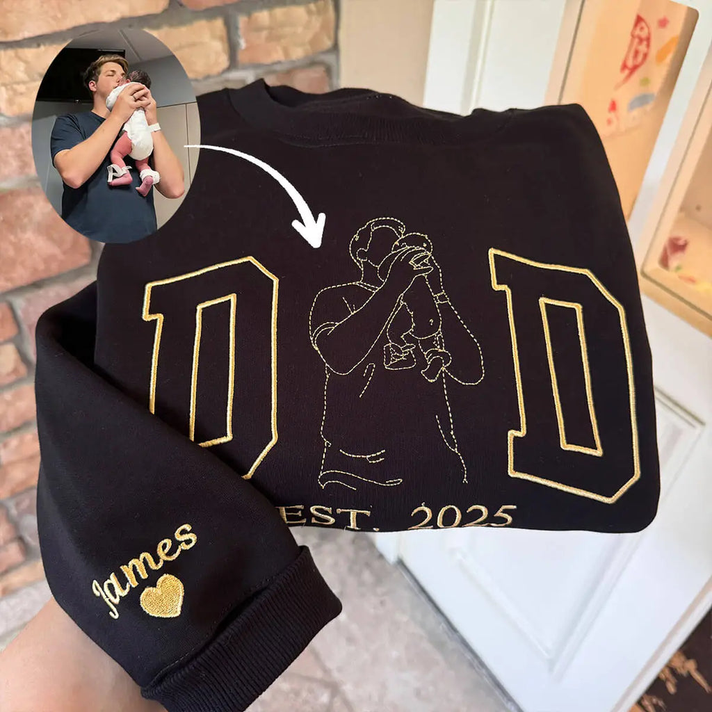 Custom Embroidered DAD Portrait Sweatshirt Father's Day Gift for Dad