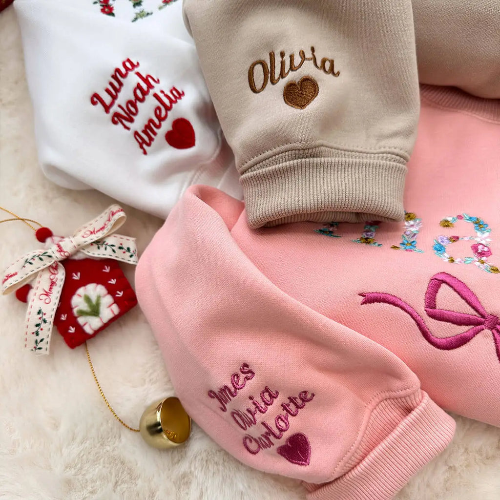 Custom Embroidered Flower Mama Bow Sweatshirt | Gift for Mom
