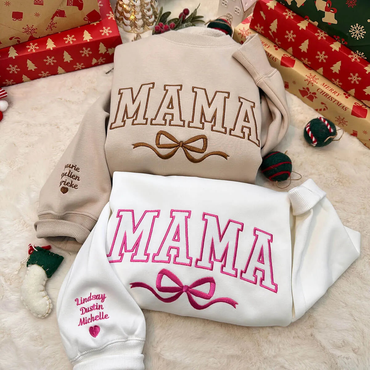 Custom Embroidered Mama Bow Sweatshirt
