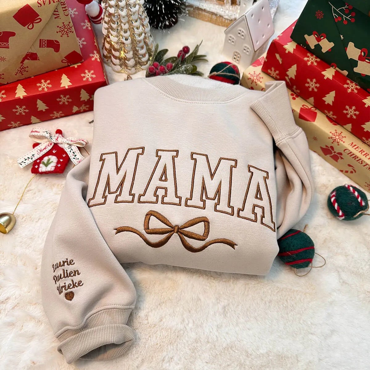 Custom Embroidered Mama Bow Sweatshirt