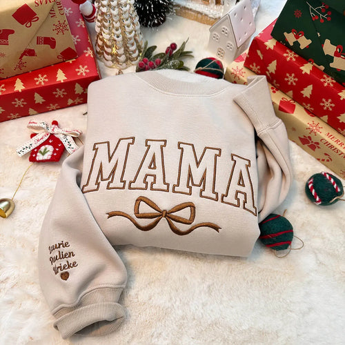 Custom Embroidered Mama Bow Sweatshirt
