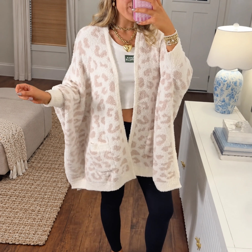 Women’s Cozy Sherpa Blanket Cardigan with Pockets
