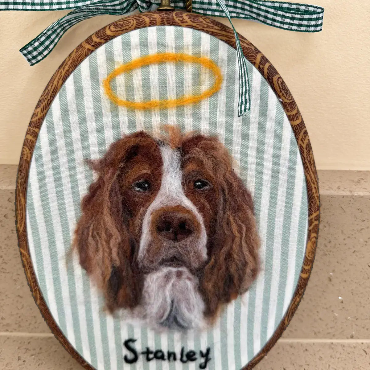 Custom Wool Felt Pet Portrait Hoop Handmade Memorial Keepsake Photo to Art